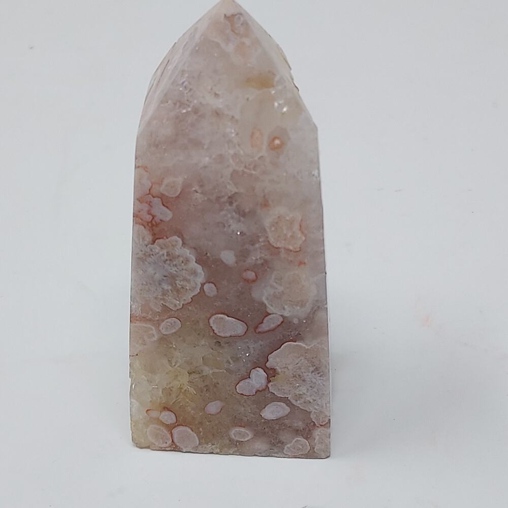 Flower Jasper Natural Gemstone Tower Obelisk with Druzy Inclusions Tunnel 3"